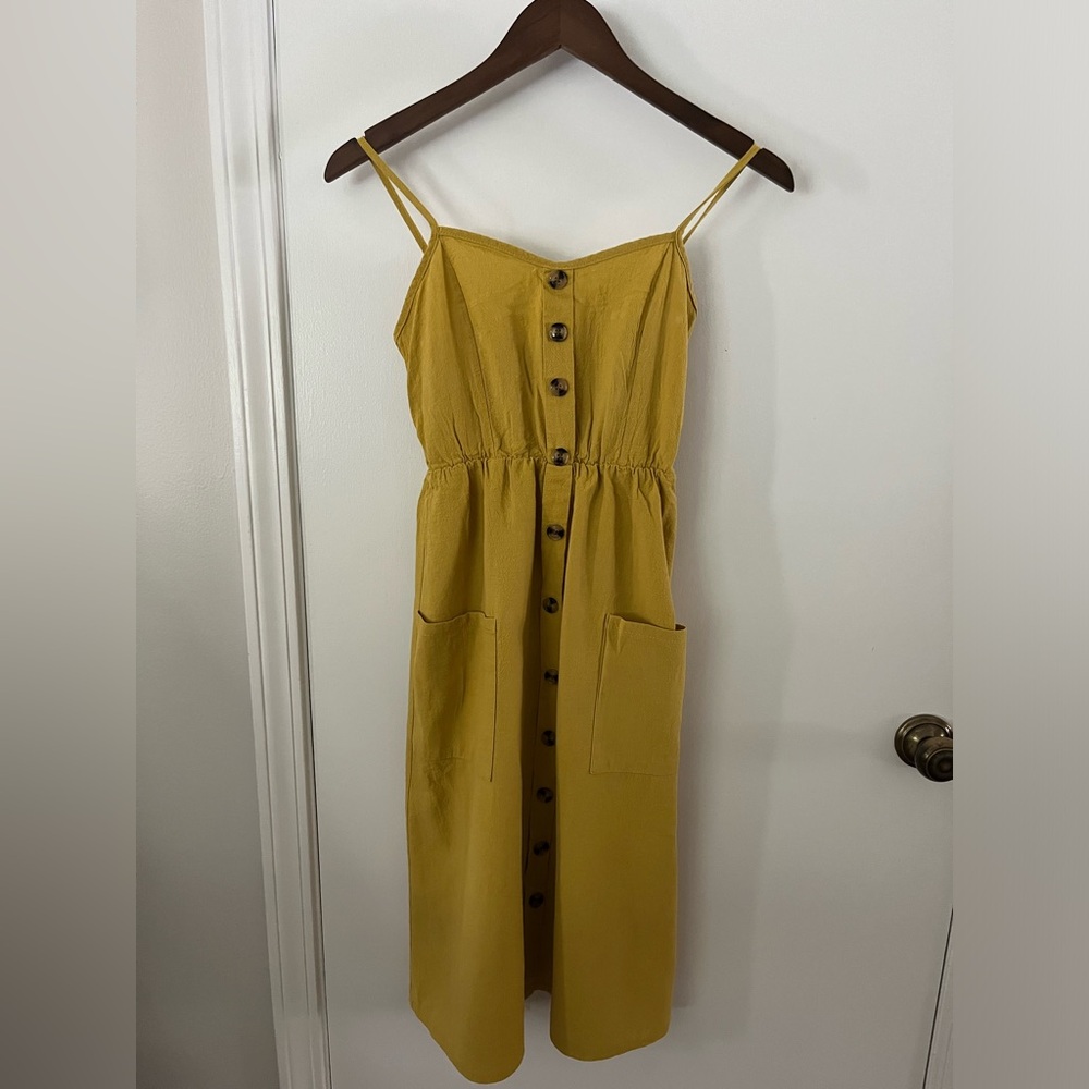 Midi Yellow Spaghetti Strap Dress
